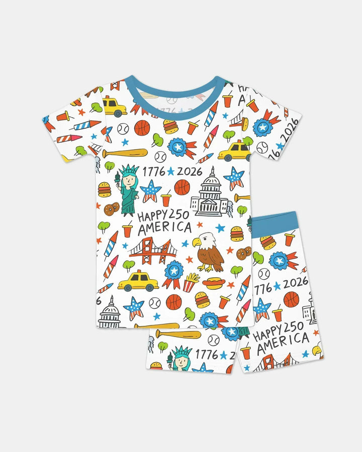 Template Zweiteiliges Pyjama-Set mit kurzen Ärmeln und Shorts