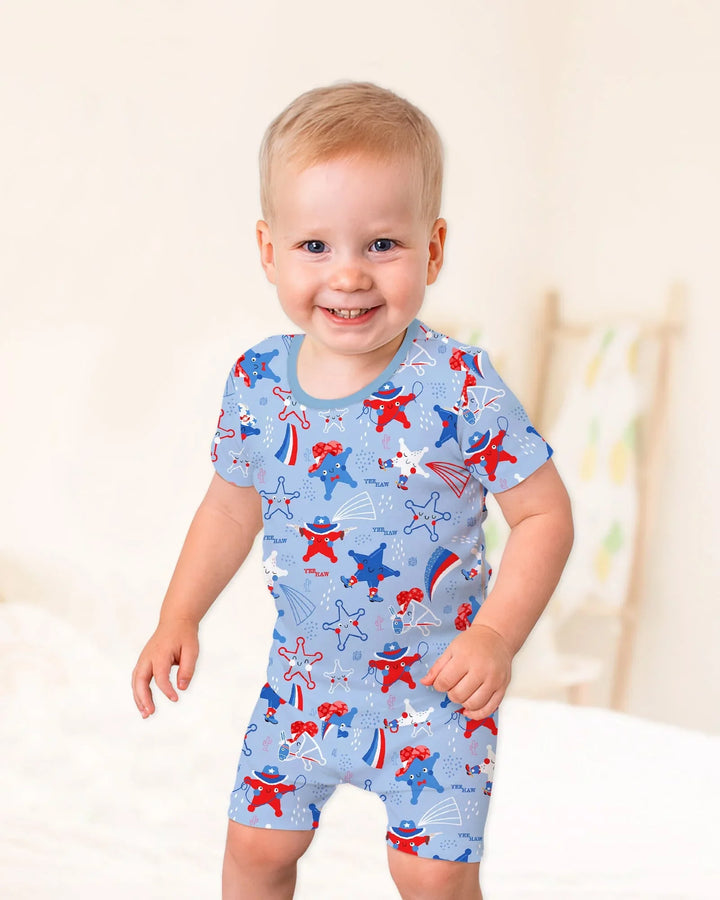Template Zweiteiliges Pyjama-Set mit kurzen Ärmeln und Shorts