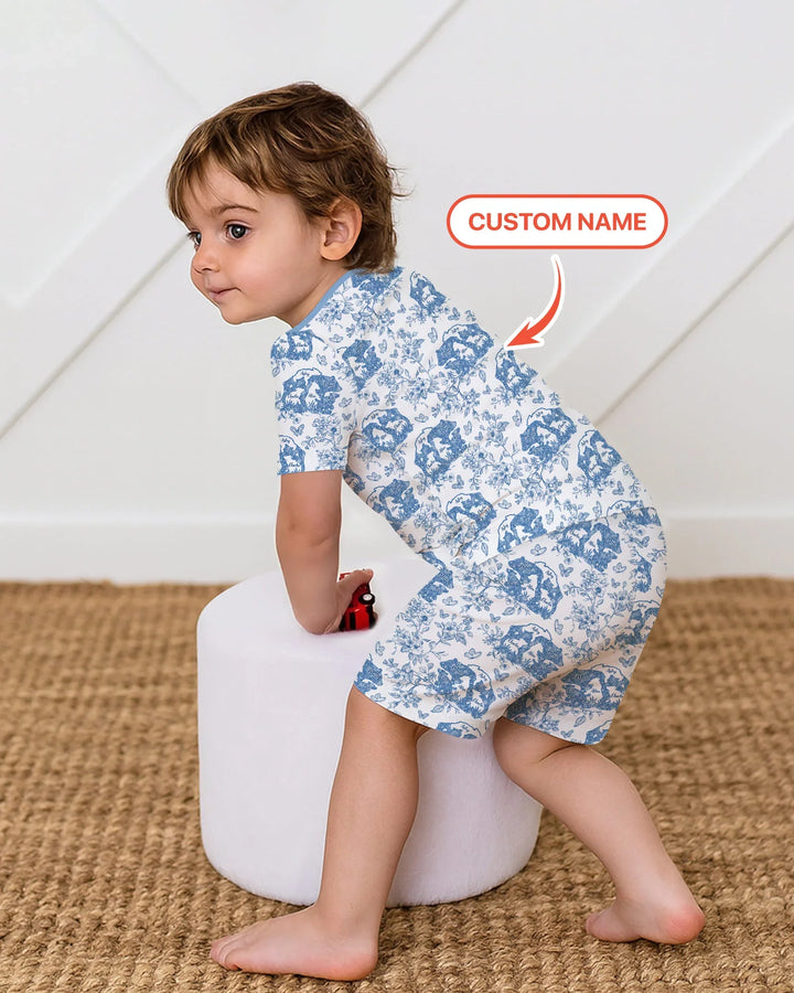 Zweiteiliges Pyjama-Set mit kurzen Ärmeln und Shorts im Sommer-Design