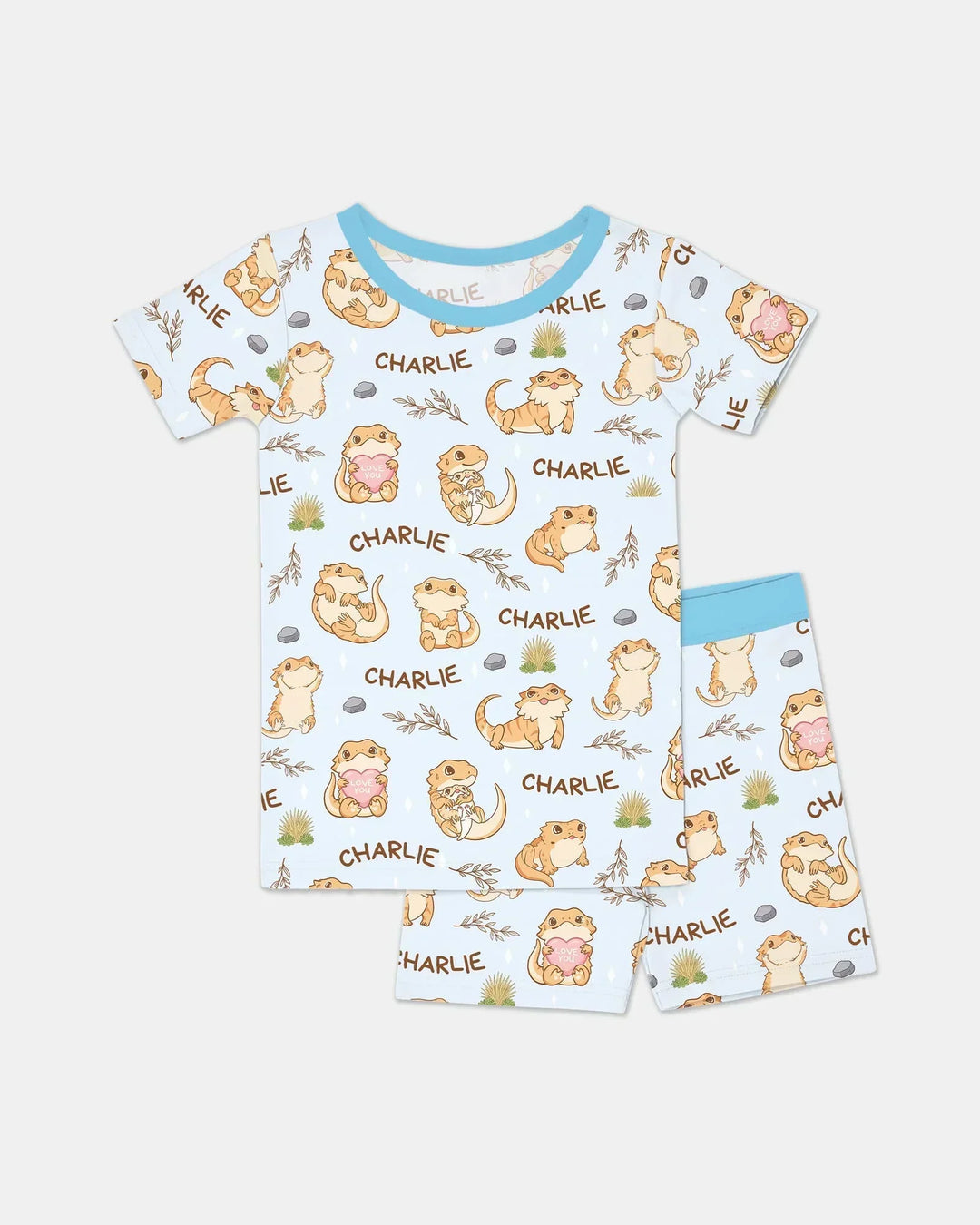 Template Zweiteiliges Pyjama-Set mit kurzen Ärmeln und Shorts