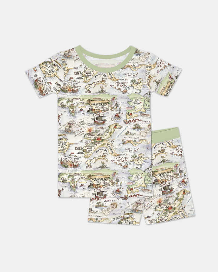 Template Zweiteiliges Pyjama-Set mit kurzen Ärmeln und Shorts