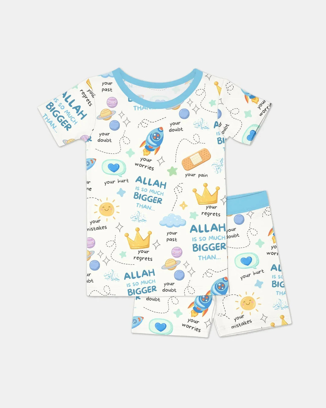 Template Zweiteiliges Pyjama-Set mit kurzen Ärmeln und Shorts