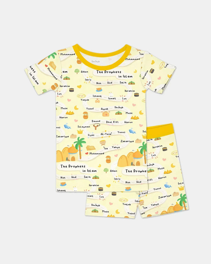 Template Zweiteiliges Pyjama-Set mit kurzen Ärmeln und Shorts