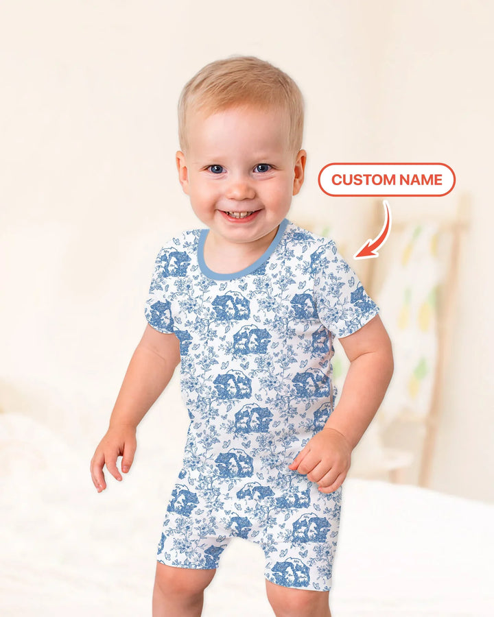 Zweiteiliges Pyjama-Set mit kurzen Ärmeln und Shorts im Sommer-Design