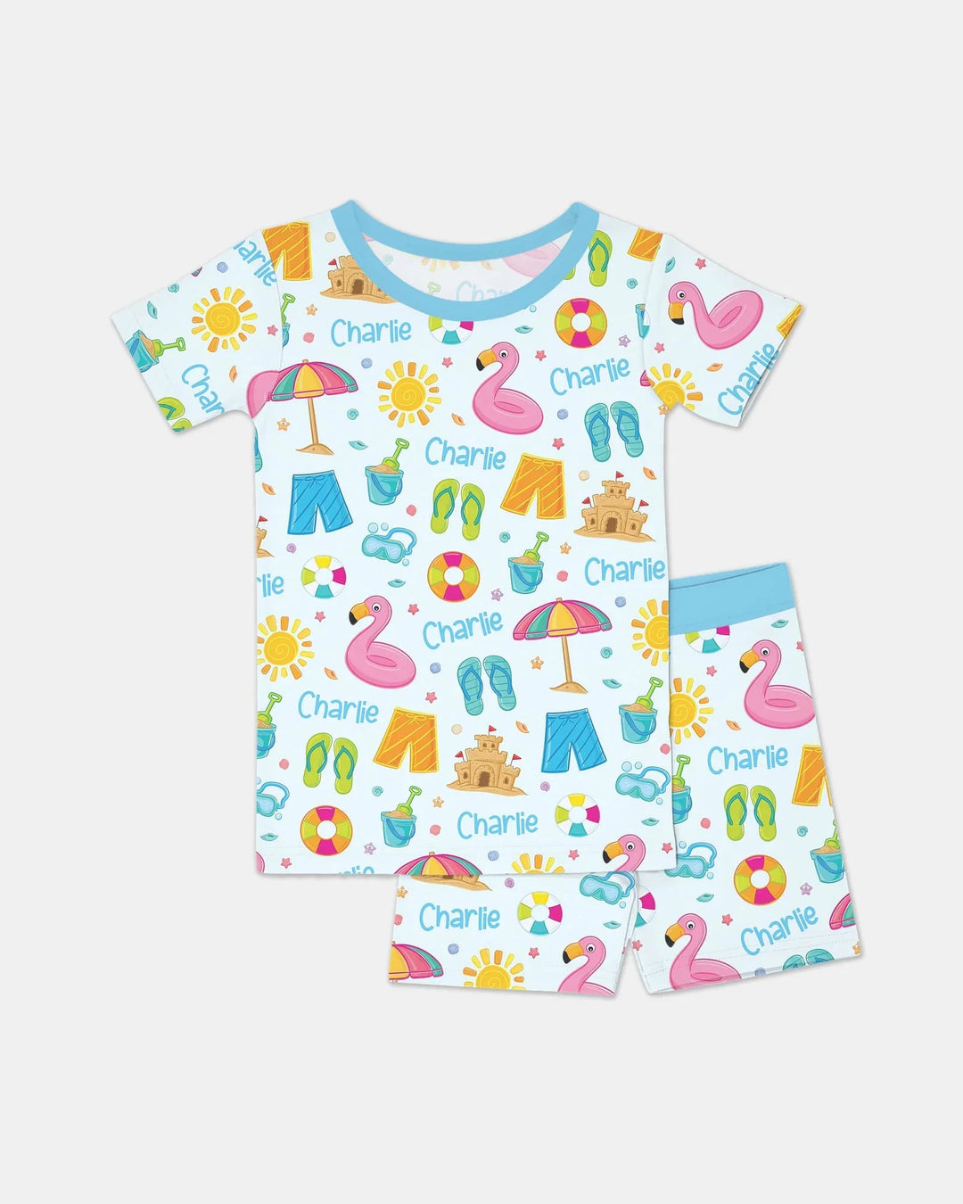 Zweiteiliges Pyjama-Set mit kurzen Ärmeln und Shorts im Sommer-Design