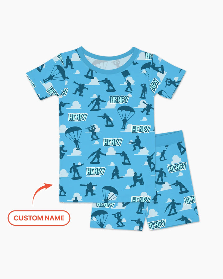 Zweiteiliges Pyjama-Set mit kurzen Ärmeln und Shorts im Sommer-Design