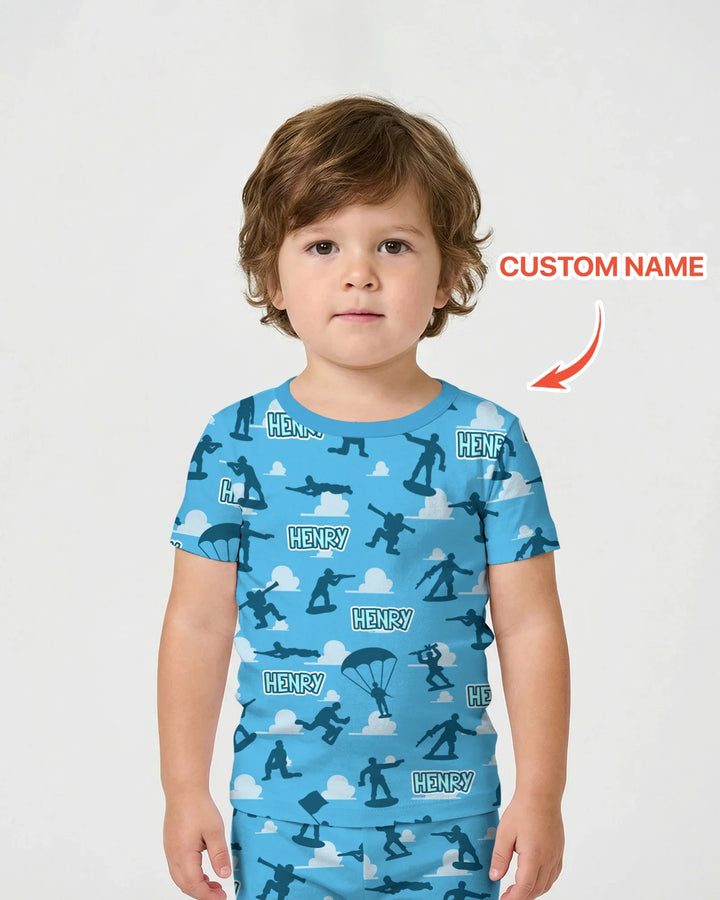 Zweiteiliges Pyjama-Set mit kurzen Ärmeln und Shorts im Sommer-Design