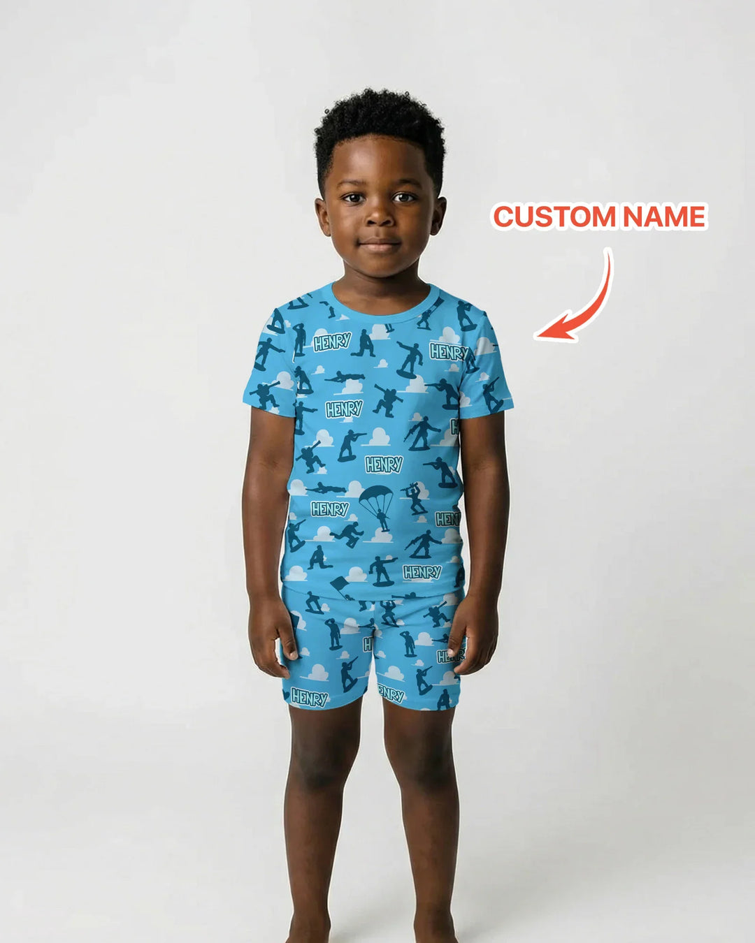 Zweiteiliges Pyjama-Set mit kurzen Ärmeln und Shorts im Sommer-Design