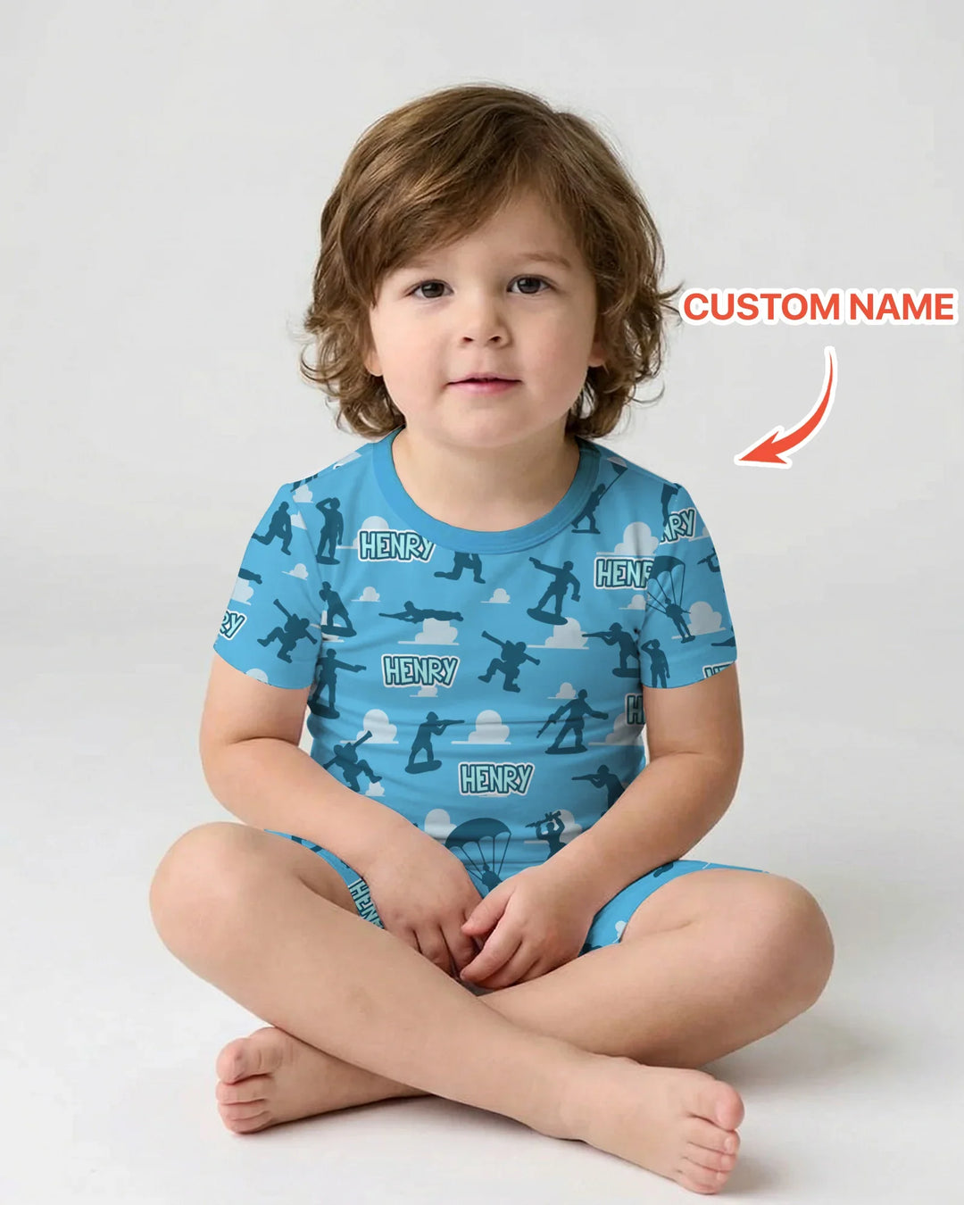 Zweiteiliges Pyjama-Set mit kurzen Ärmeln und Shorts im Sommer-Design