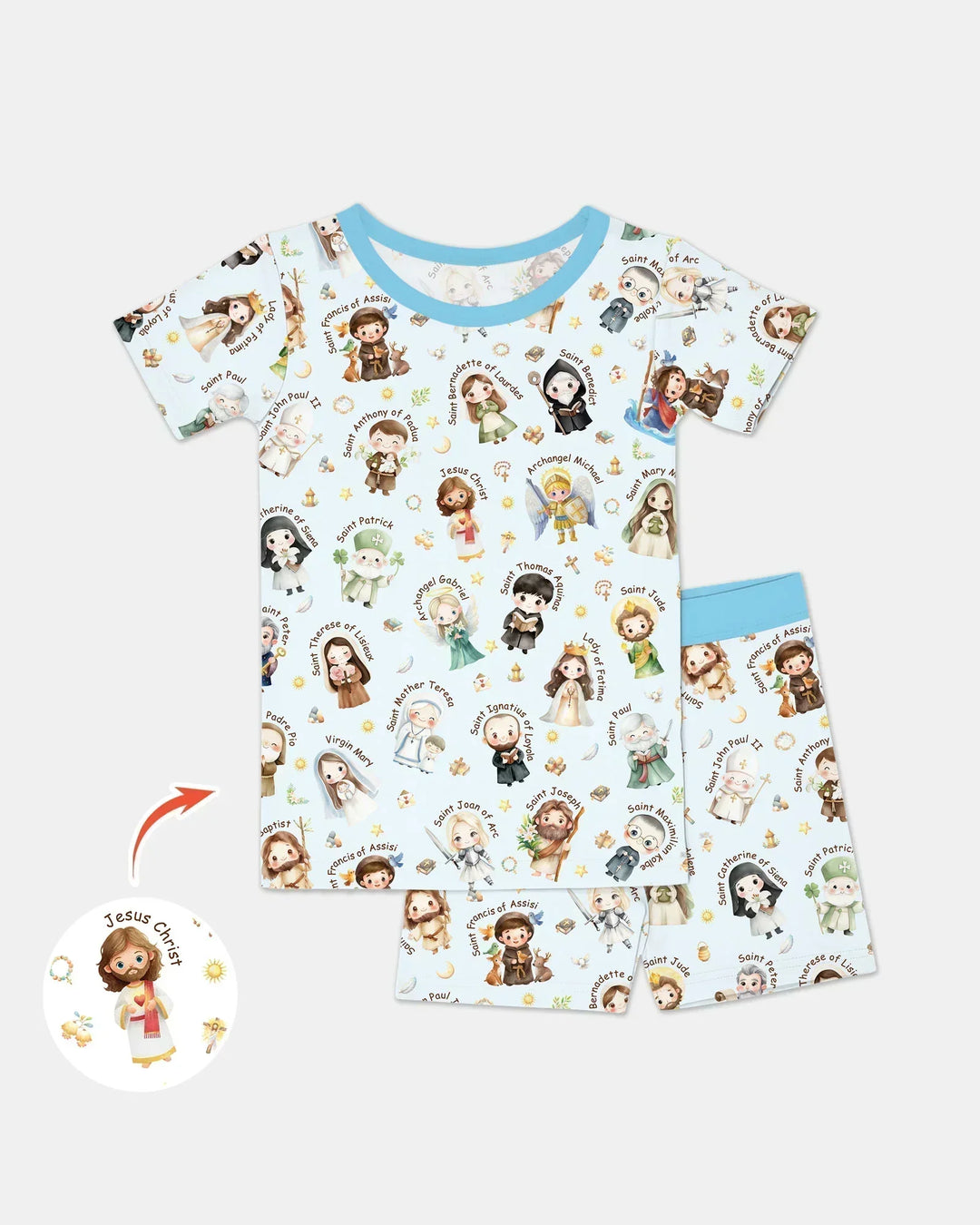 Template Zweiteiliges Pyjama-Set mit kurzen Ärmeln und Shorts