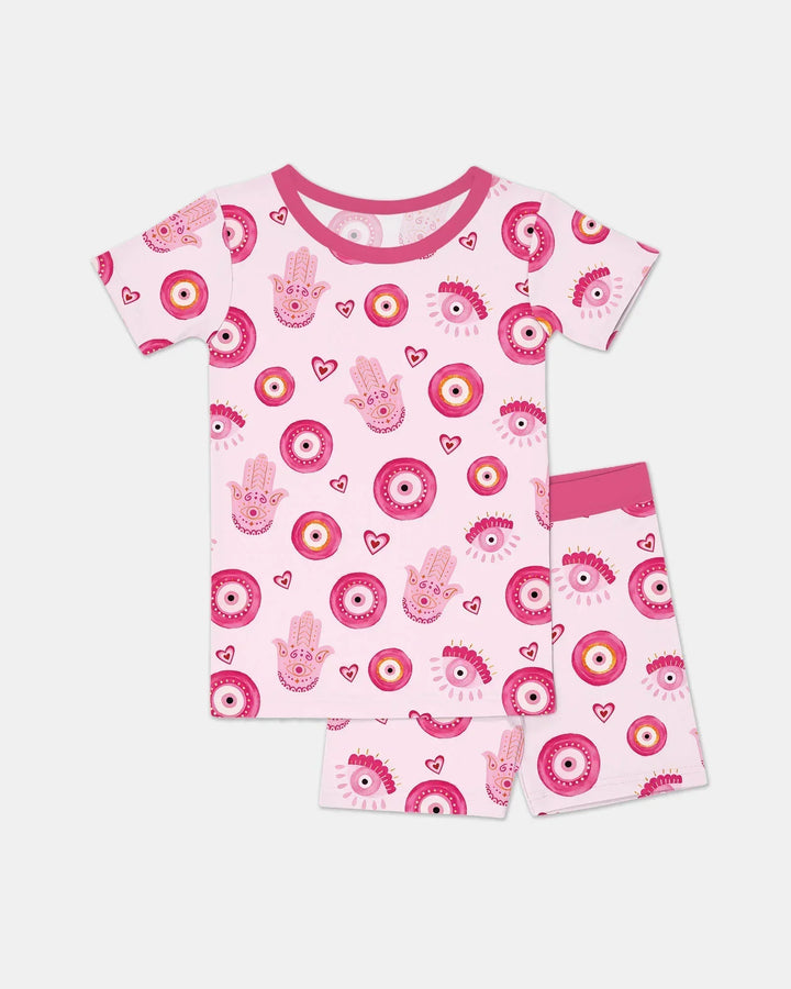 Template Zweiteiliges Pyjama-Set mit kurzen Ärmeln und Shorts