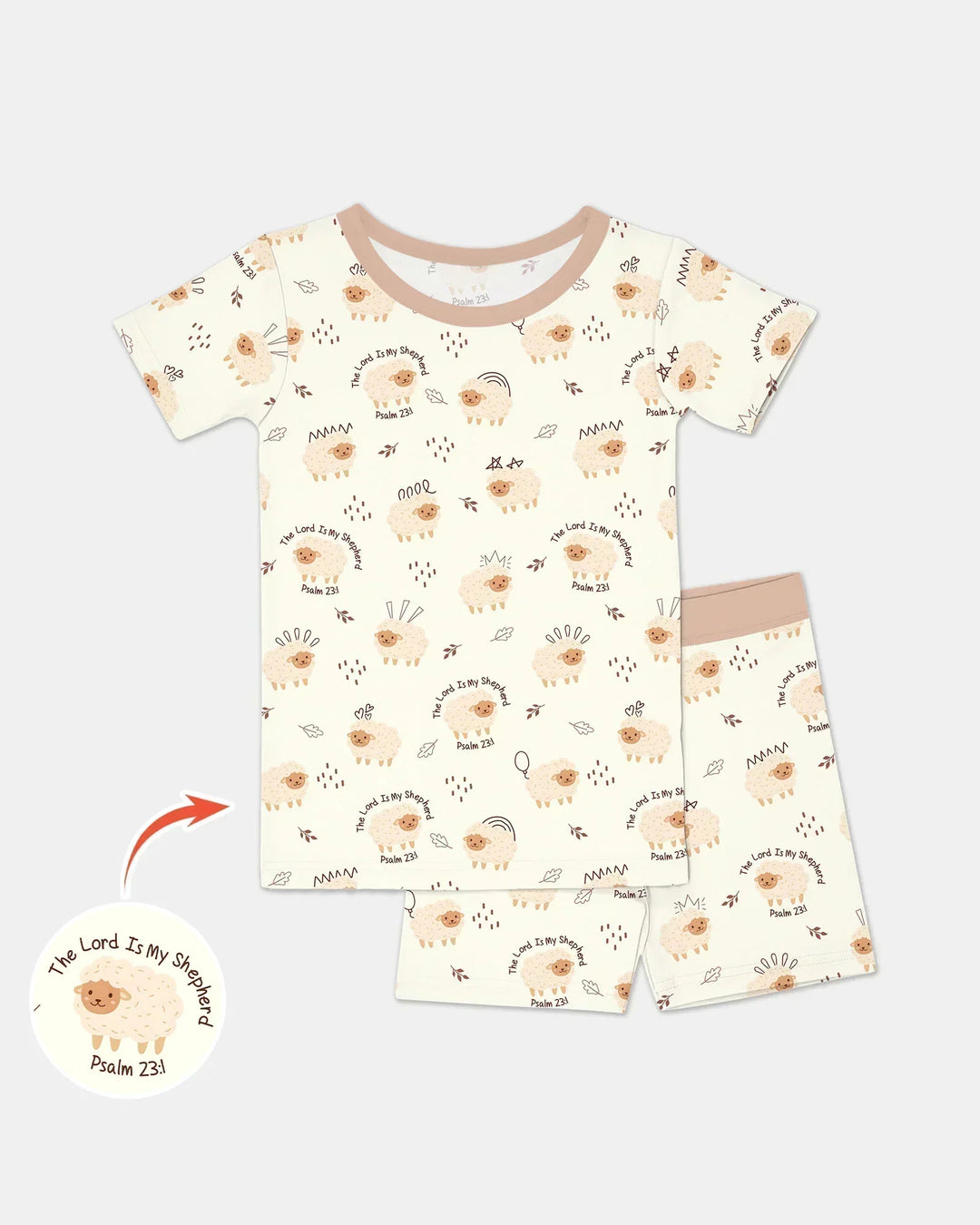 The Lord Is My Shepherd Baby Bamboo Two Piece Short Sleeve Shorts Pajama Set