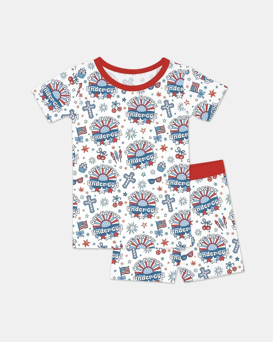 Template Zweiteiliges Pyjama-Set mit kurzen Ärmeln und Shorts