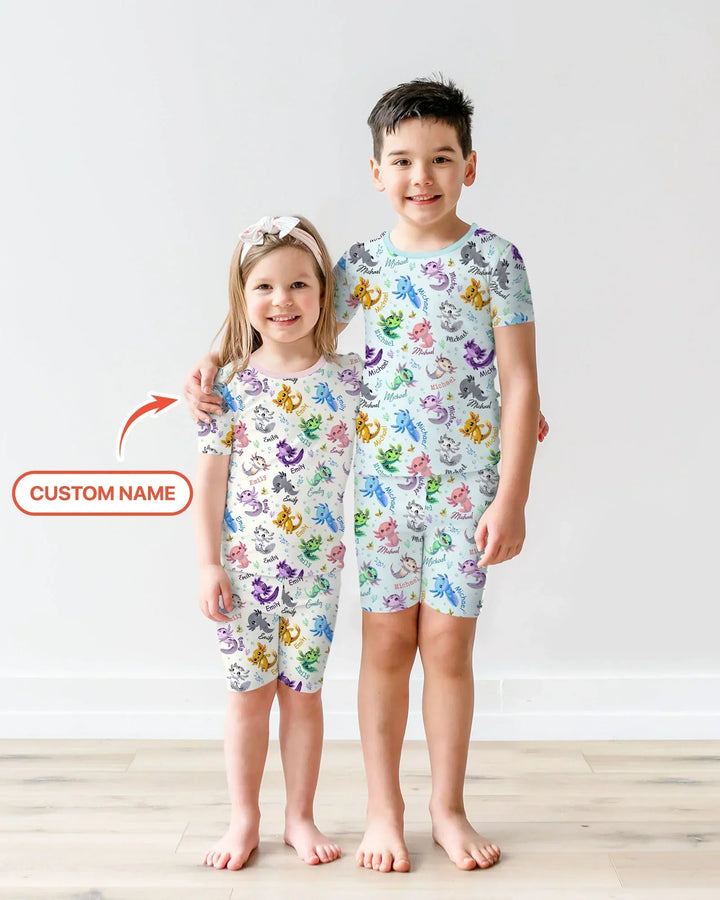 Zweiteiliges Pyjama-Set mit kurzen Ärmeln und Shorts im Sommer-Design