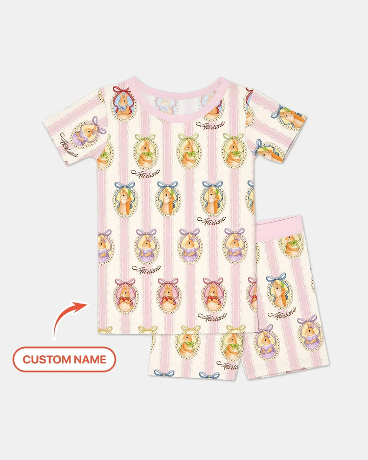 Zweiteiliges Pyjama-Set mit kurzen Ärmeln und Shorts im Sommer-Design