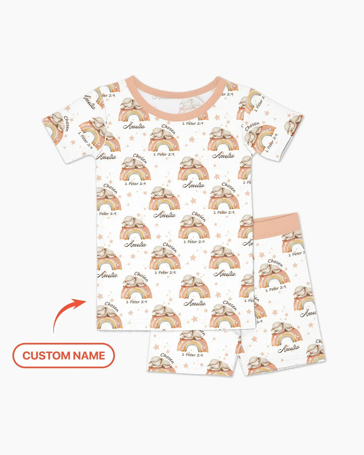 Zweiteiliges Pyjama-Set mit kurzen Ärmeln und Shorts im Sommer-Design