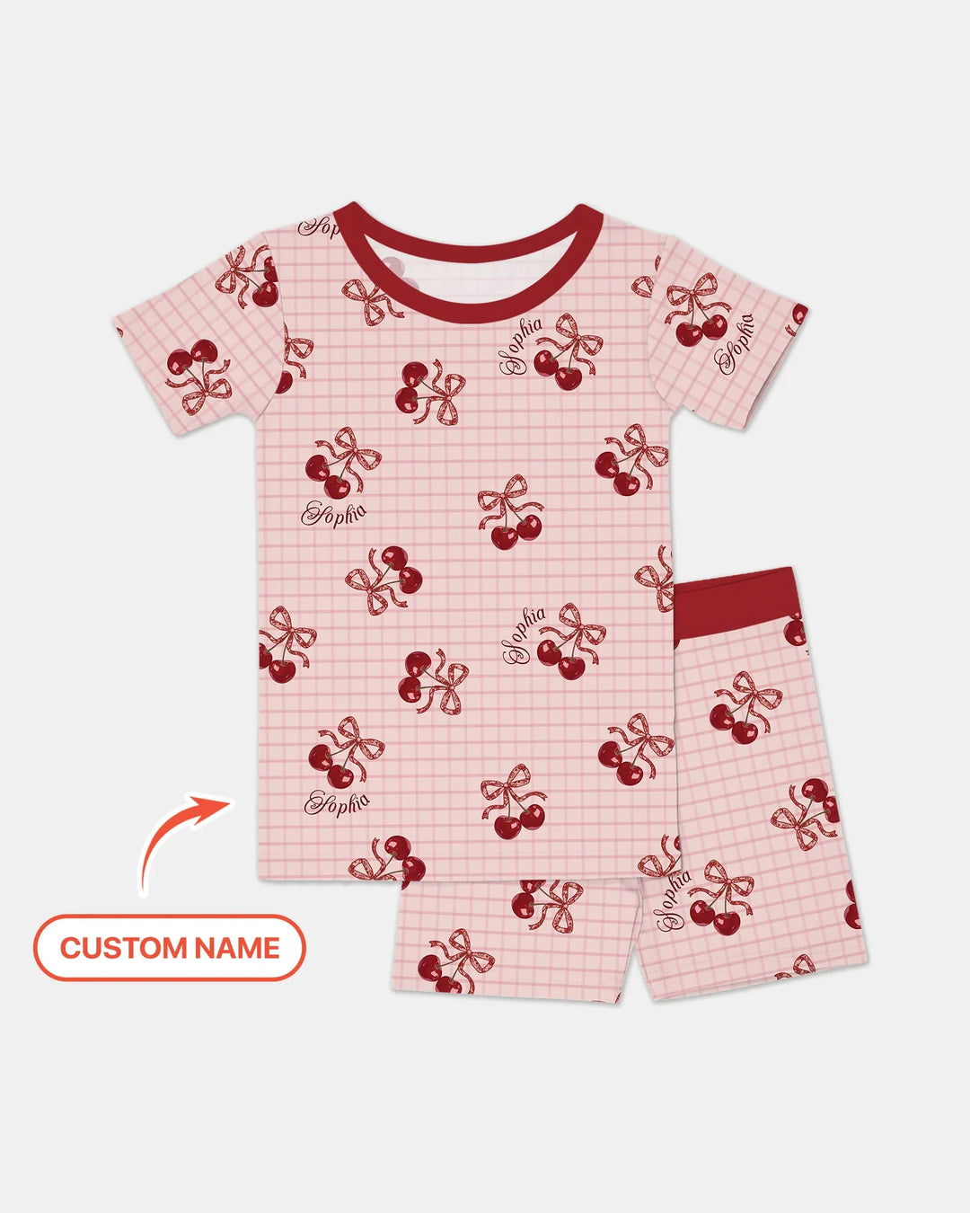Cherry Mom and Me Bamboo Two Piece Short Sleeve Shorts Pajama Set
