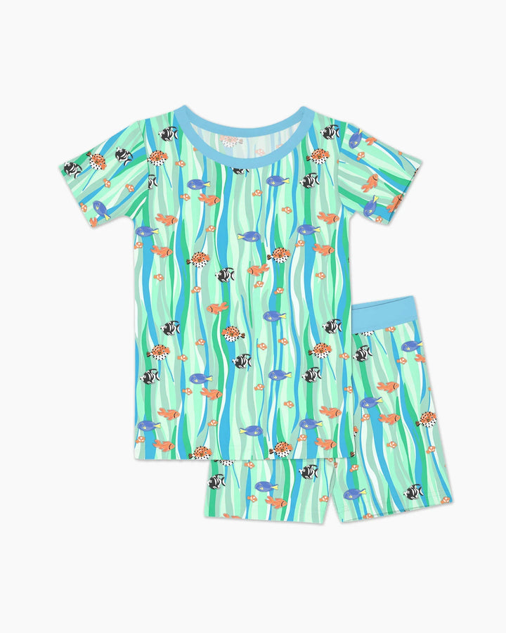 Custom Name Summer Beach Bamboo Two Piece Short Sleeve Shorts Pajama Set