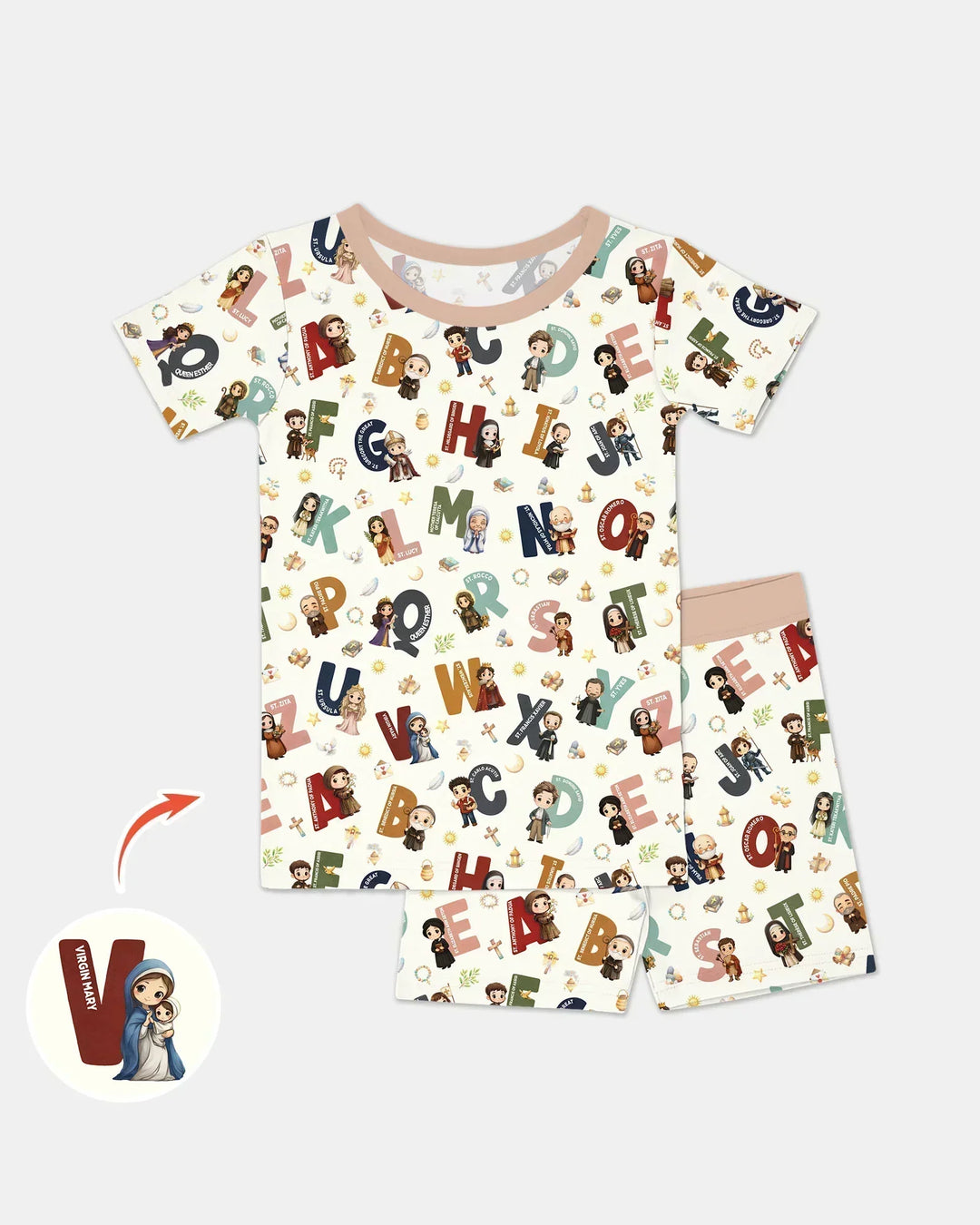 Template Zweiteiliges Pyjama-Set mit kurzen Ärmeln und Shorts
