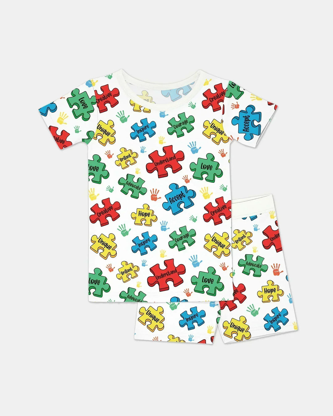 Puzzle You Are Bamboo Two Piece Short Sleeve Shorts Pajama Set