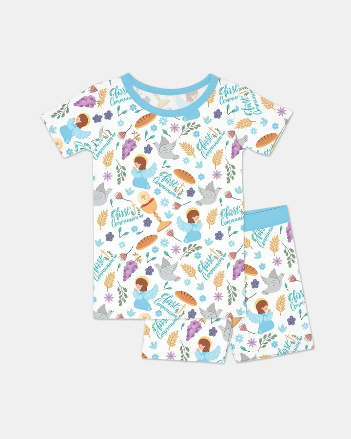 Template Zweiteiliges Pyjama-Set mit kurzen Ärmeln und Shorts