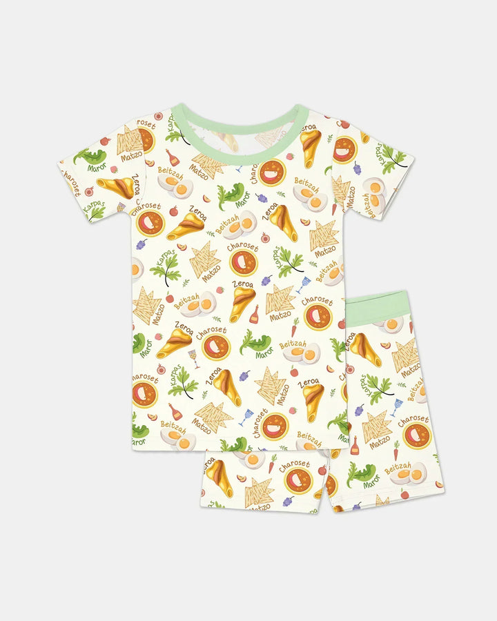 Template Zweiteiliges Pyjama-Set mit kurzen Ärmeln und Shorts
