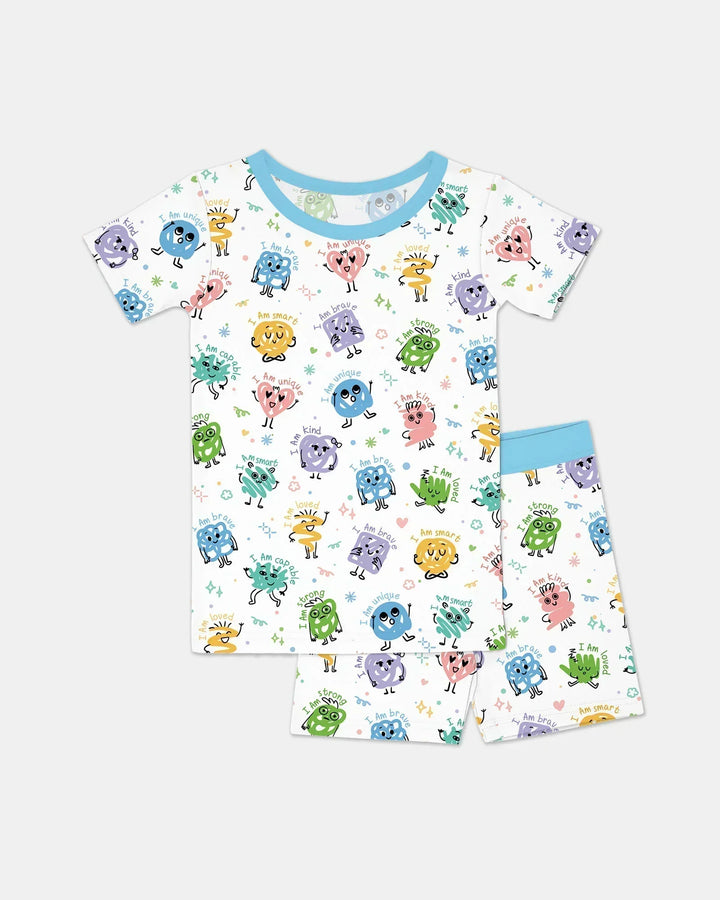 Template Zweiteiliges Pyjama-Set mit kurzen Ärmeln und Shorts