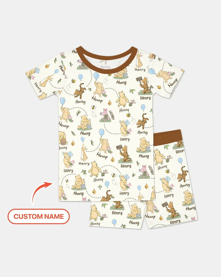 Zweiteiliges Pyjama-Set mit kurzen Ärmeln und Shorts im Sommer-Design