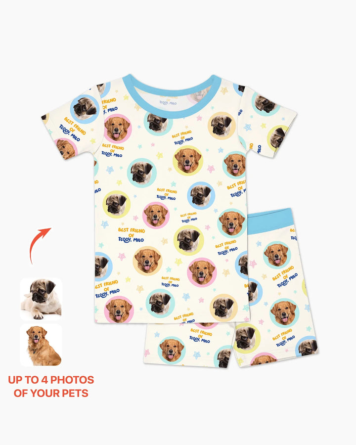 Zweiteiliges Pyjama-Set mit kurzen Ärmeln und Shorts im Sommer-Design