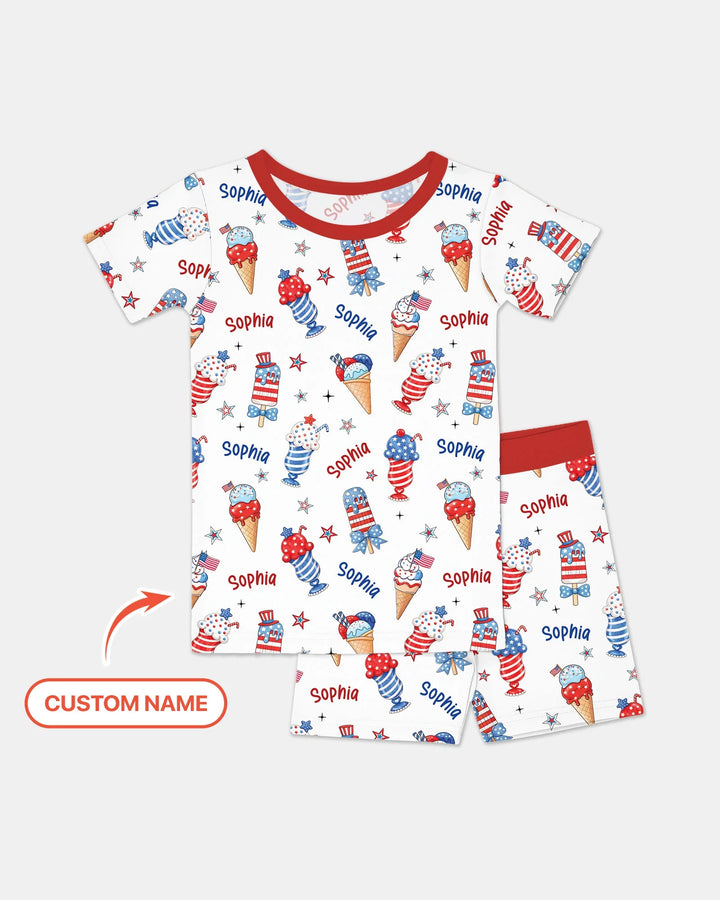 Zweiteiliges Pyjama-Set mit kurzen Ärmeln und Shorts im Sommer-Design