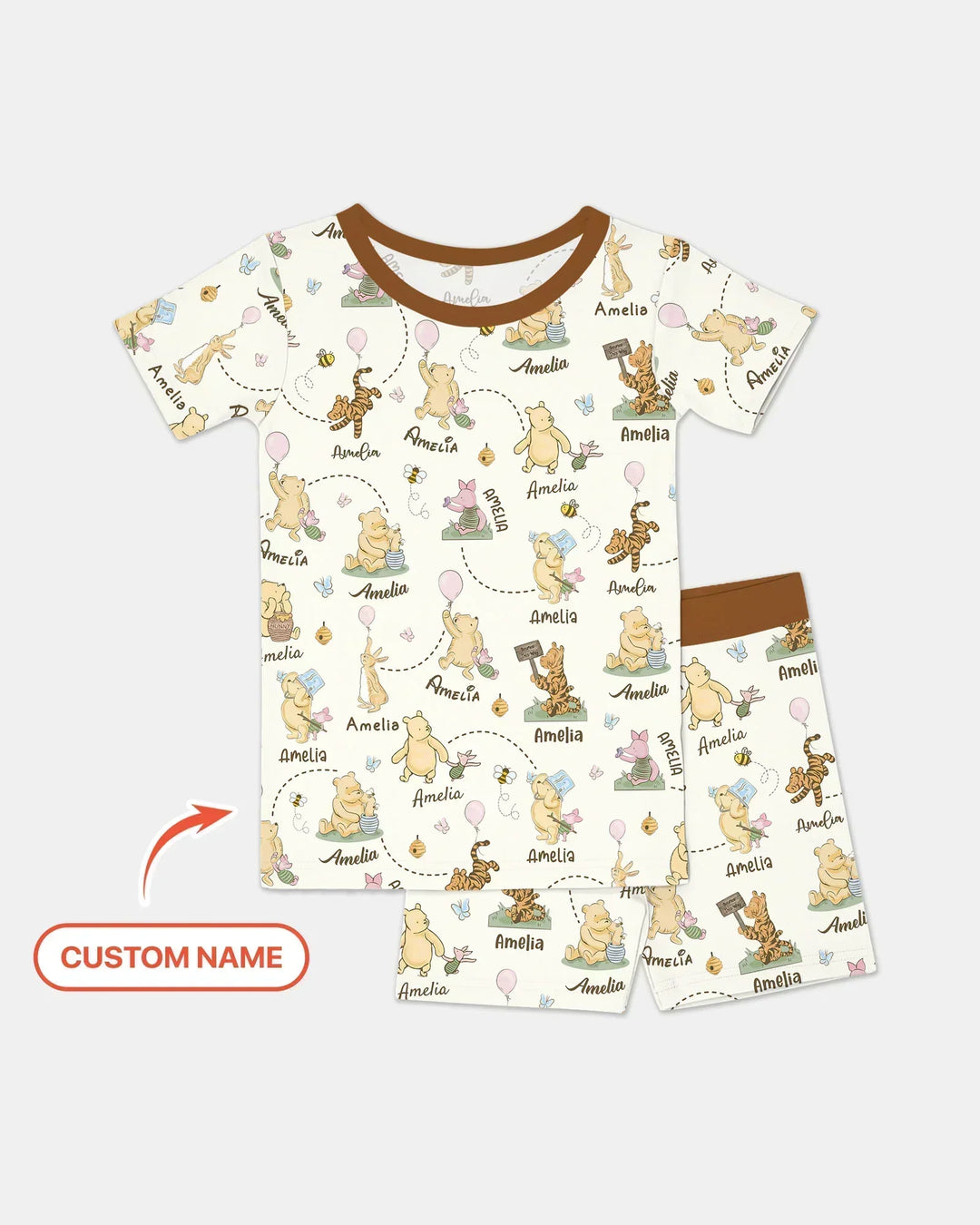 Zweiteiliges Pyjama-Set mit kurzen Ärmeln und Shorts im Sommer-Design