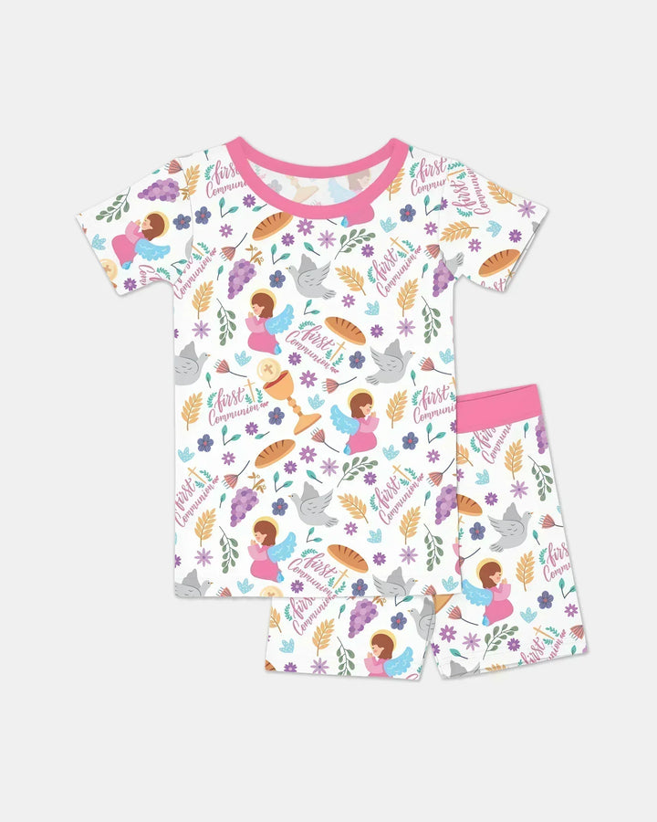 Template Zweiteiliges Pyjama-Set mit kurzen Ärmeln und Shorts