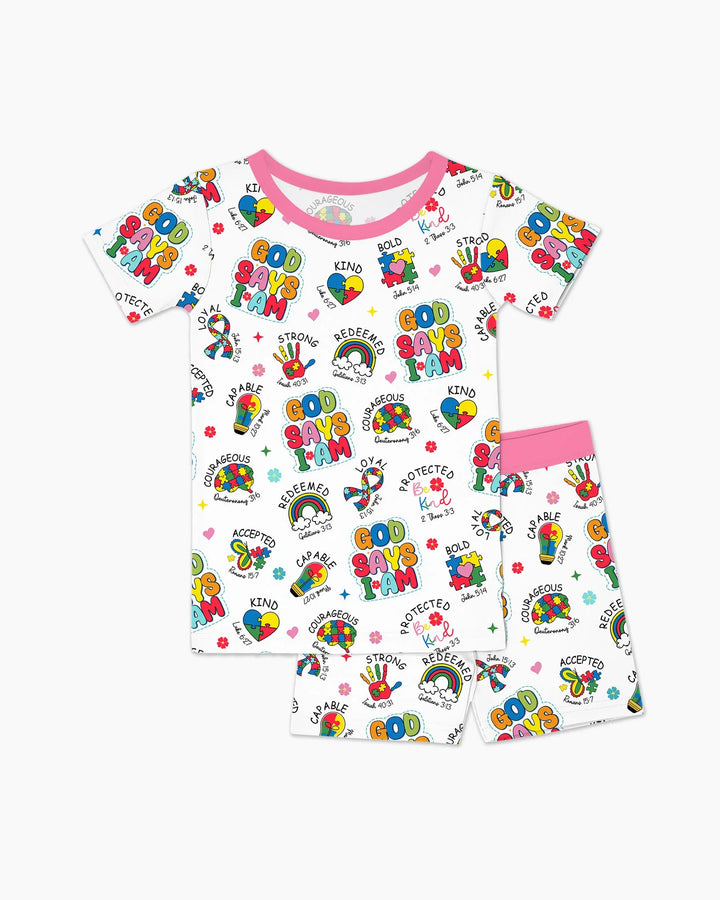 Template Zweiteiliges Pyjama-Set mit kurzen Ärmeln und Shorts