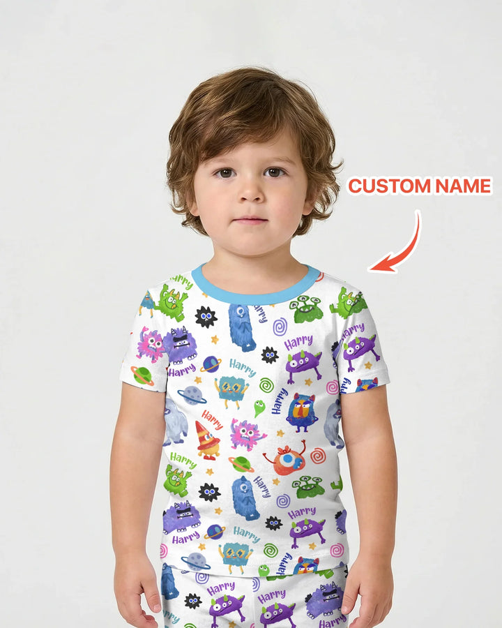 Zweiteiliges Pyjama-Set mit kurzen Ärmeln und Shorts im Sommer-Design