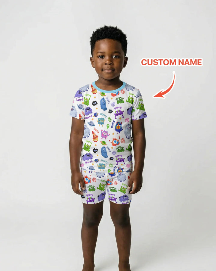 Zweiteiliges Pyjama-Set mit kurzen Ärmeln und Shorts im Sommer-Design