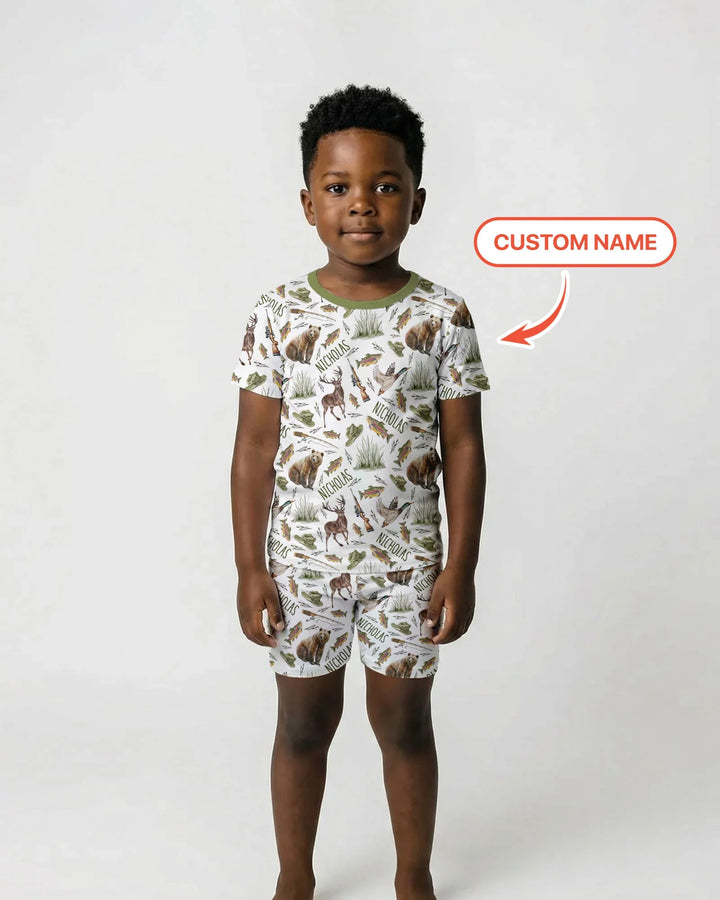 Zweiteiliges Pyjama-Set mit kurzen Ärmeln und Shorts im Sommer-Design