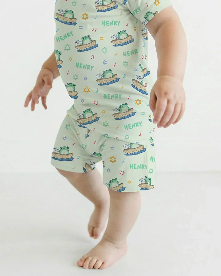 Zweiteiliges Pyjama-Set mit kurzen Ärmeln und Shorts im Sommer-Design