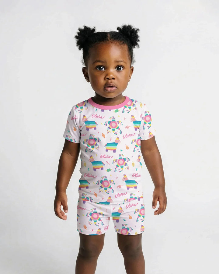 Zweiteiliges Pyjama-Set mit kurzen Ärmeln und Shorts im Sommer-Design