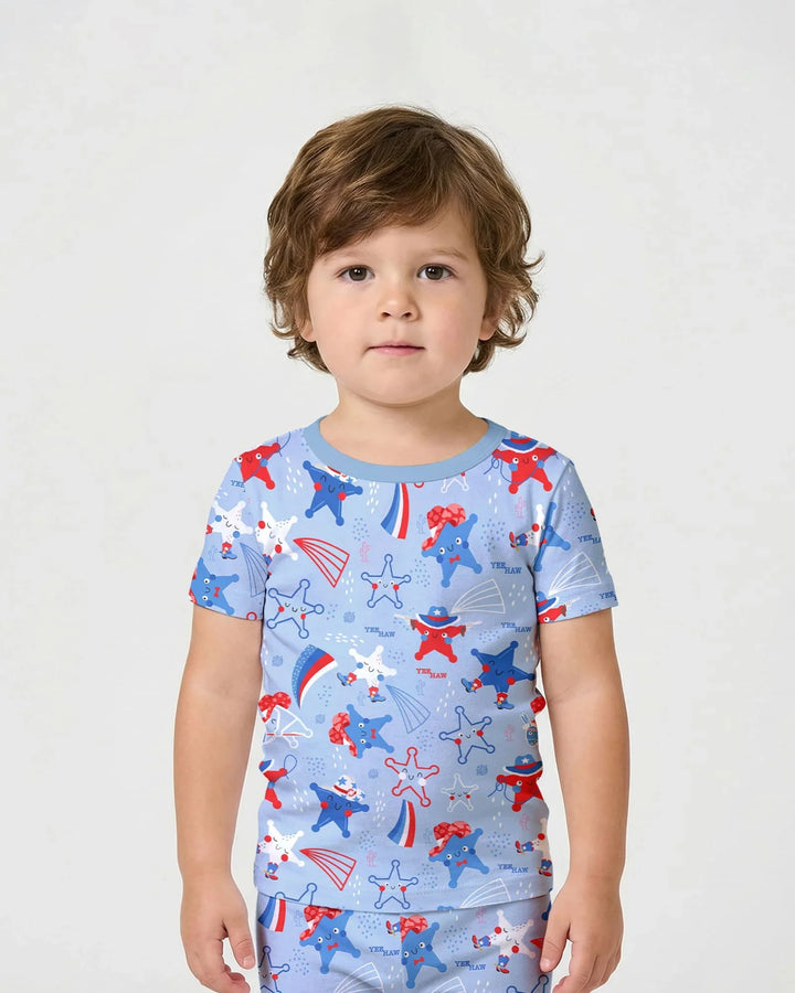 Template Zweiteiliges Pyjama-Set mit kurzen Ärmeln und Shorts