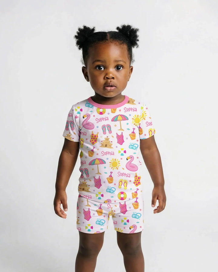 Zweiteiliges Pyjama-Set mit kurzen Ärmeln und Shorts im Sommer-Design