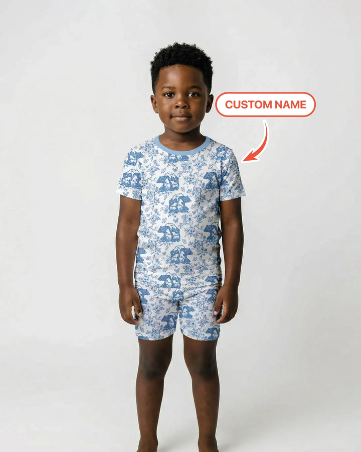 Zweiteiliges Pyjama-Set mit kurzen Ärmeln und Shorts im Sommer-Design