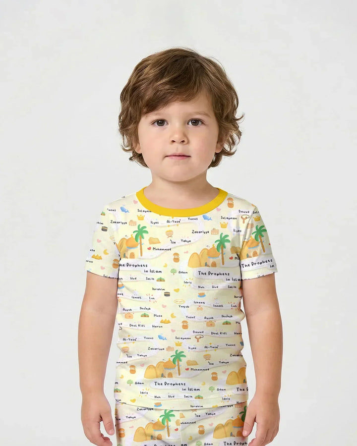Template Zweiteiliges Pyjama-Set mit kurzen Ärmeln und Shorts