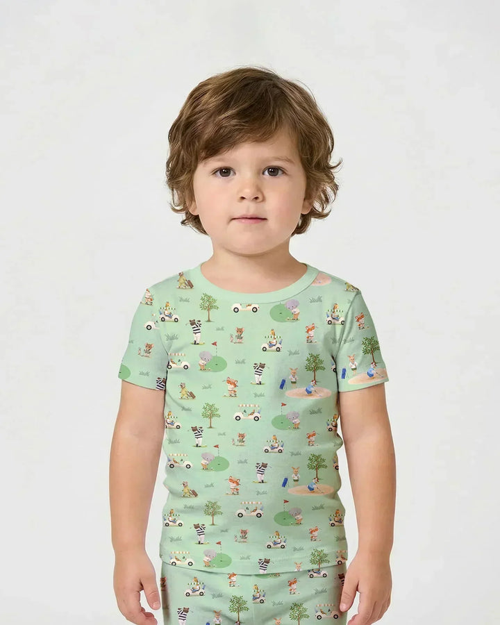 Template Zweiteiliges Pyjama-Set mit kurzen Ärmeln und Shorts