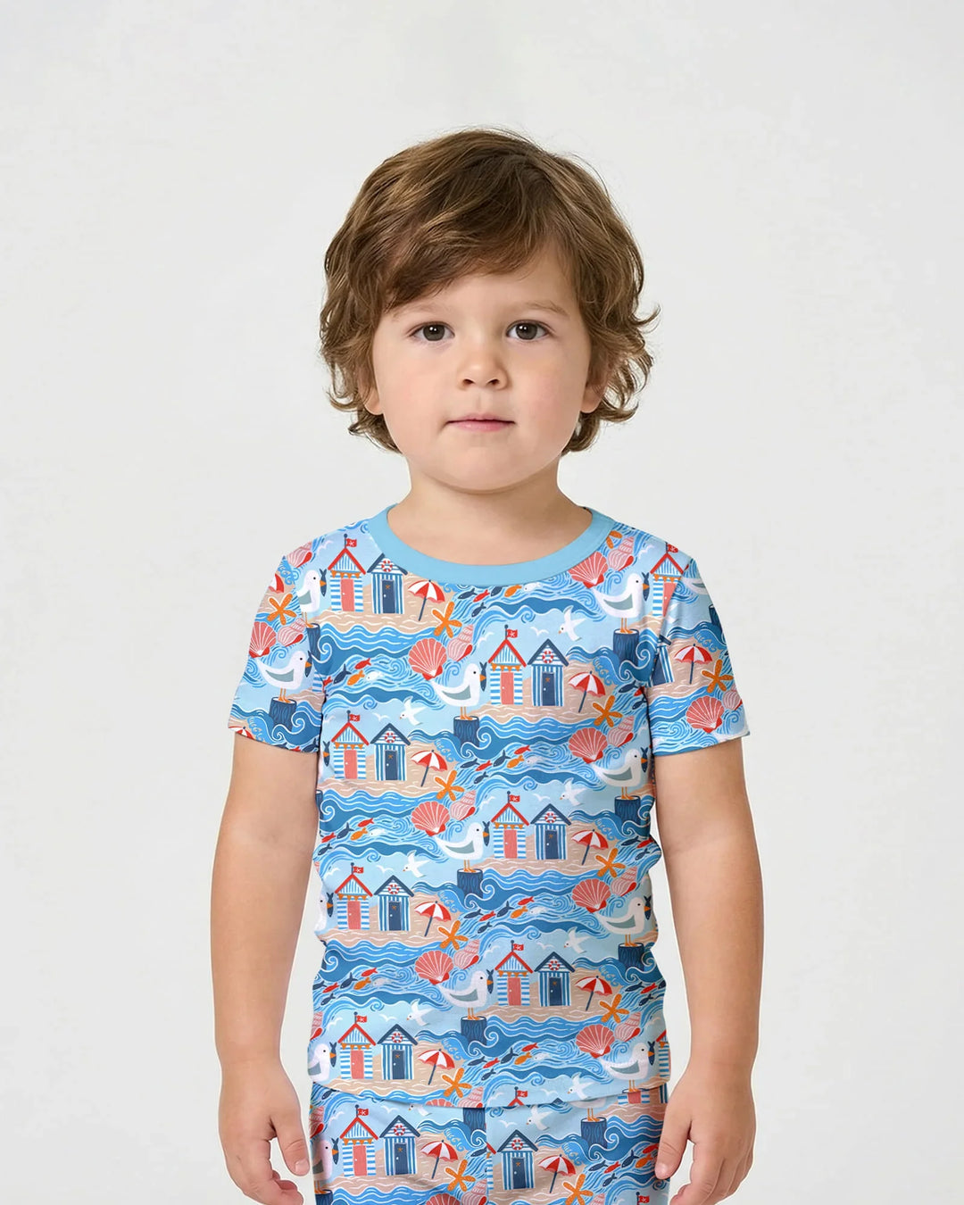 Template Zweiteiliges Pyjama-Set mit kurzen Ärmeln und Shorts
