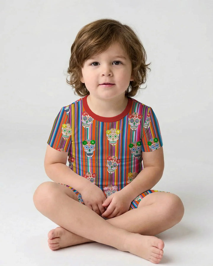 Cinco De Mayo Sparkle Two Piece Short Sleeve Shorts Pajama Set