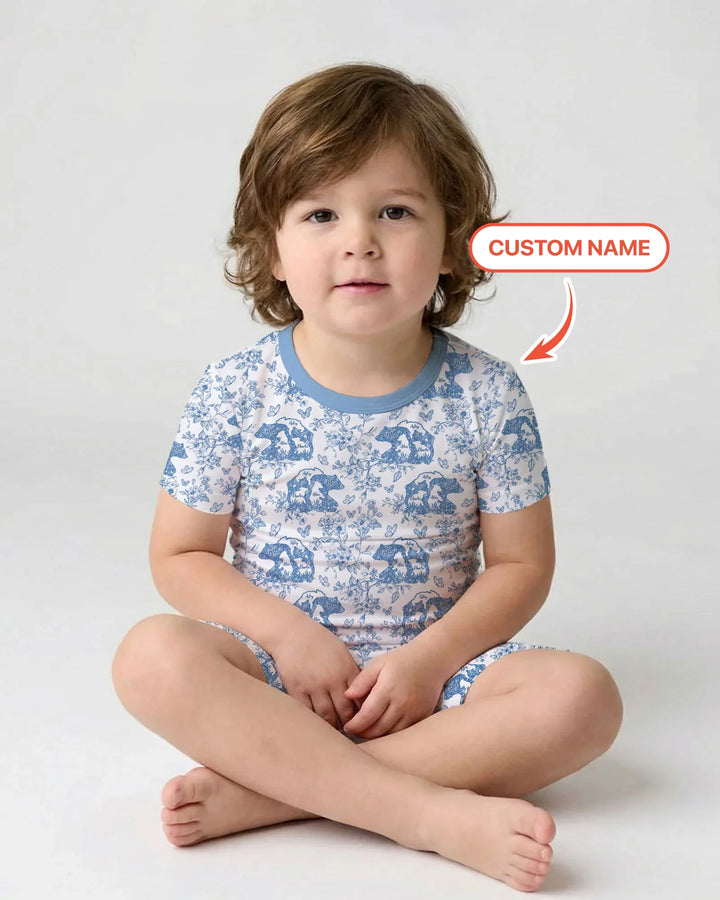 Zweiteiliges Pyjama-Set mit kurzen Ärmeln und Shorts im Sommer-Design