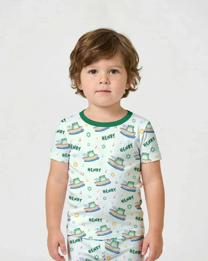 Zweiteiliges Pyjama-Set mit kurzen Ärmeln und Shorts im Sommer-Design