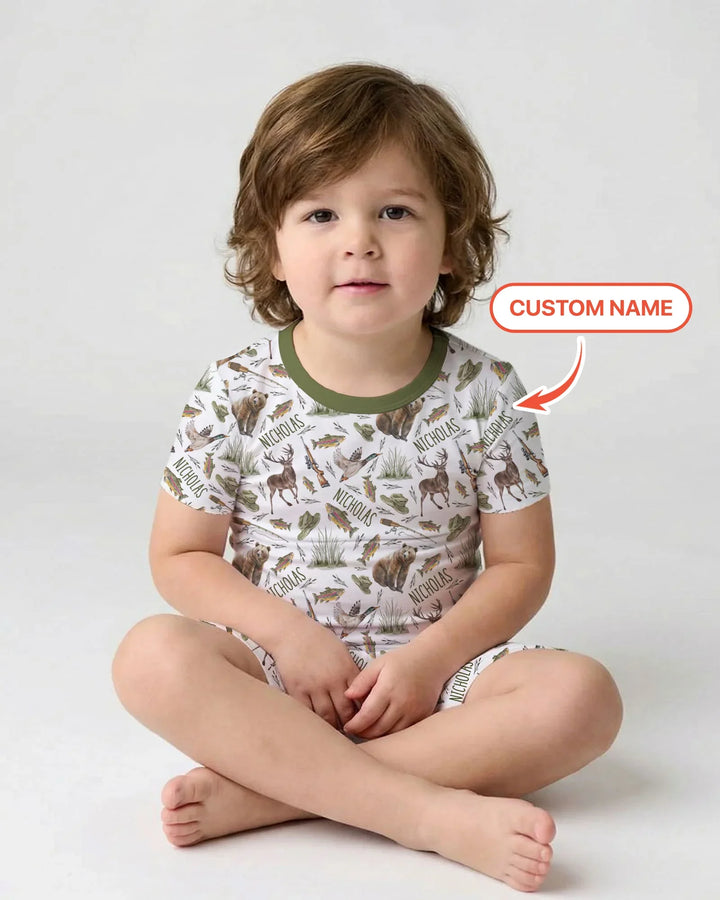 Zweiteiliges Pyjama-Set mit kurzen Ärmeln und Shorts im Sommer-Design