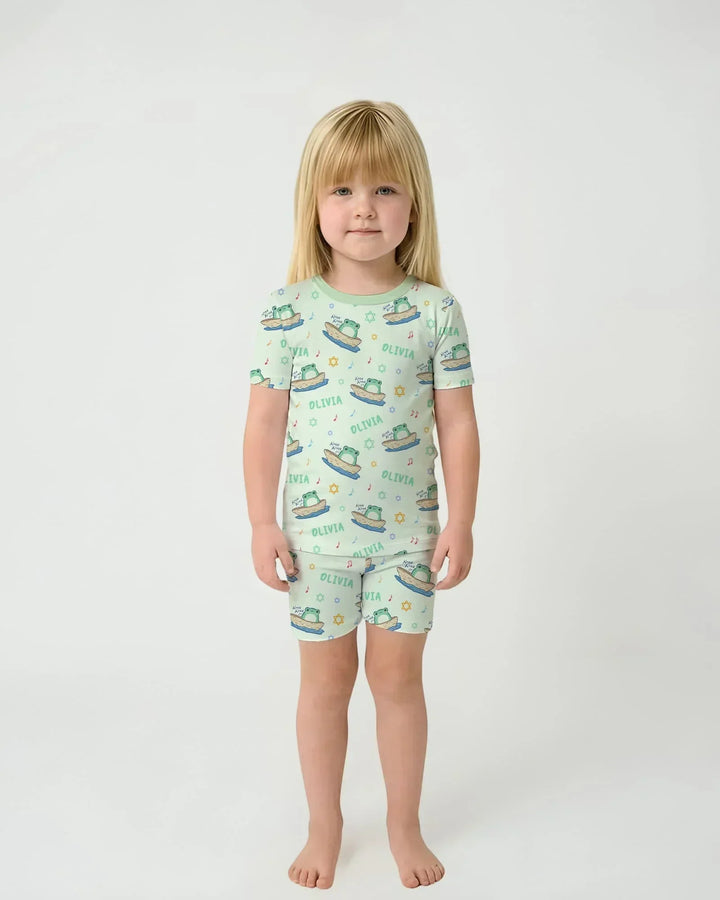 Zweiteiliges Pyjama-Set mit kurzen Ärmeln und Shorts im Sommer-Design