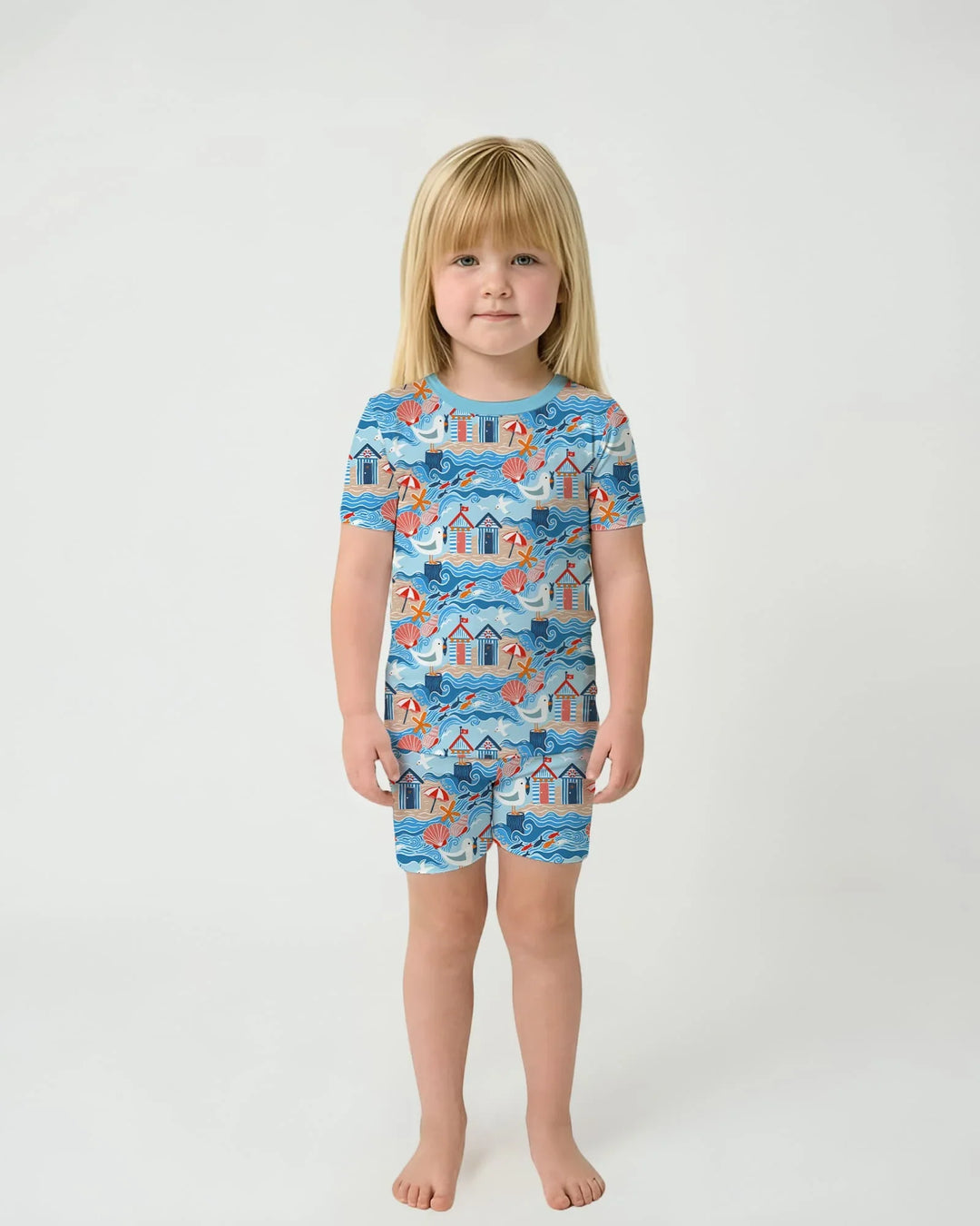 Template Zweiteiliges Pyjama-Set mit kurzen Ärmeln und Shorts